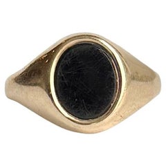 Vintage Onyx and 9 Carat Gold Signet Ring