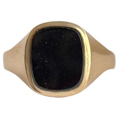 Vintage Onyx and 9 Carat Gold Signet Ring