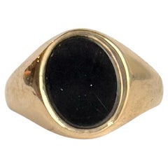 Vintage Onyx and 9 Carat Gold Signet Ring