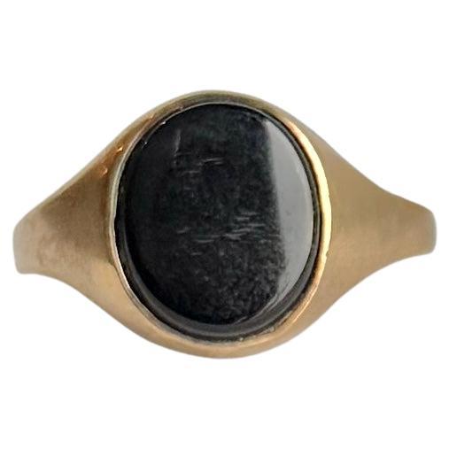 Vintage Onyx and 9 Carat Gold Signet Ring