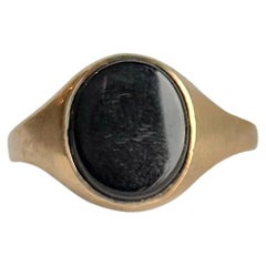 Vintage Onyx and 9 Carat Gold Signet Ring