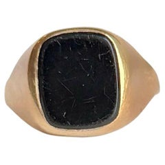 Vintage Onyx and 9 Carat Gold Signet Ring