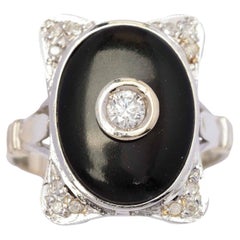 Vintage onyx and diamond cocktail ring