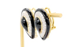 Vintage Onyx and Diamond Earrings in 14k Two-Tone Gold