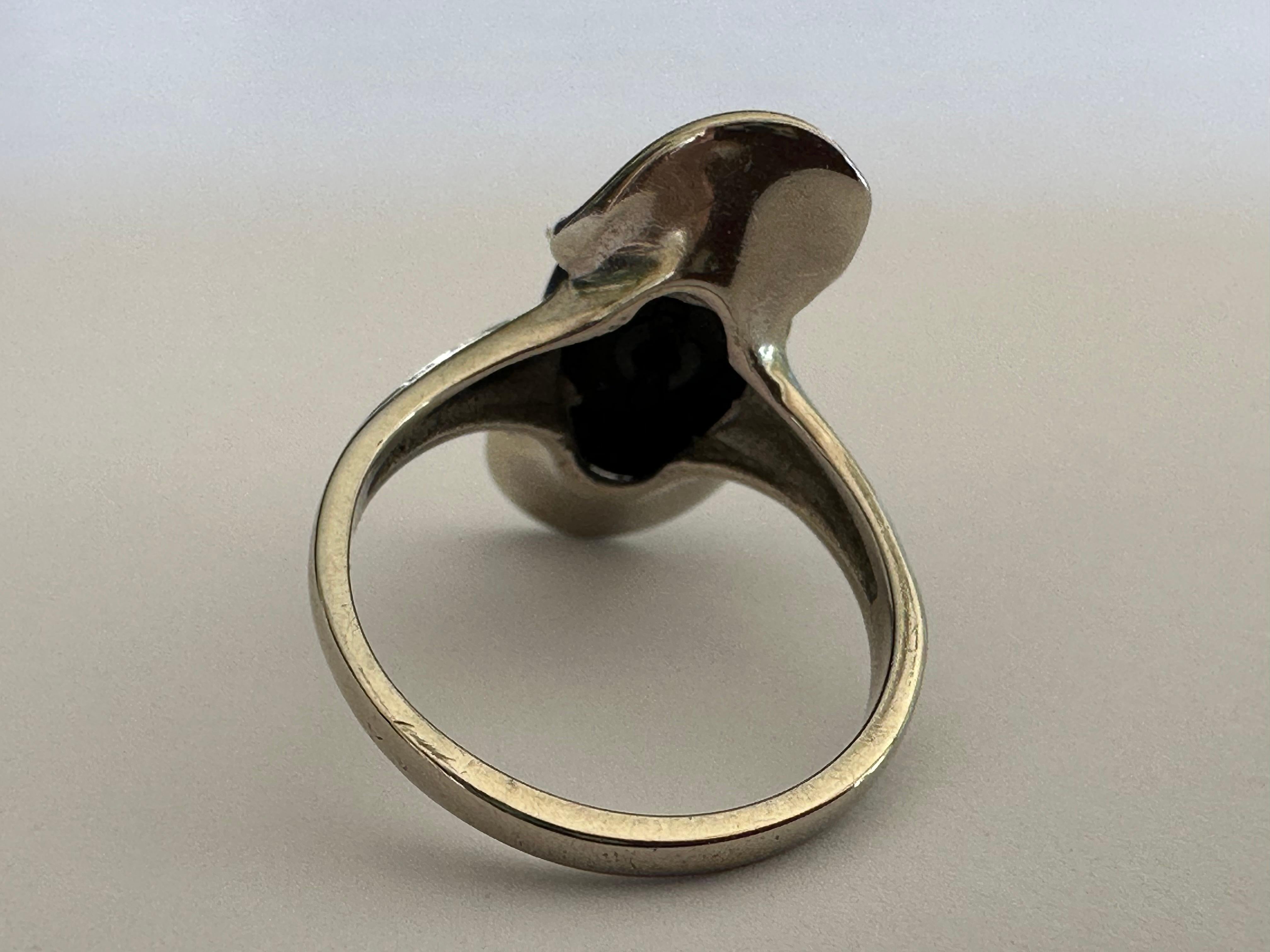 Vintage Ring aus Onyx und Diamant  (Einfacher Schliff) im Angebot