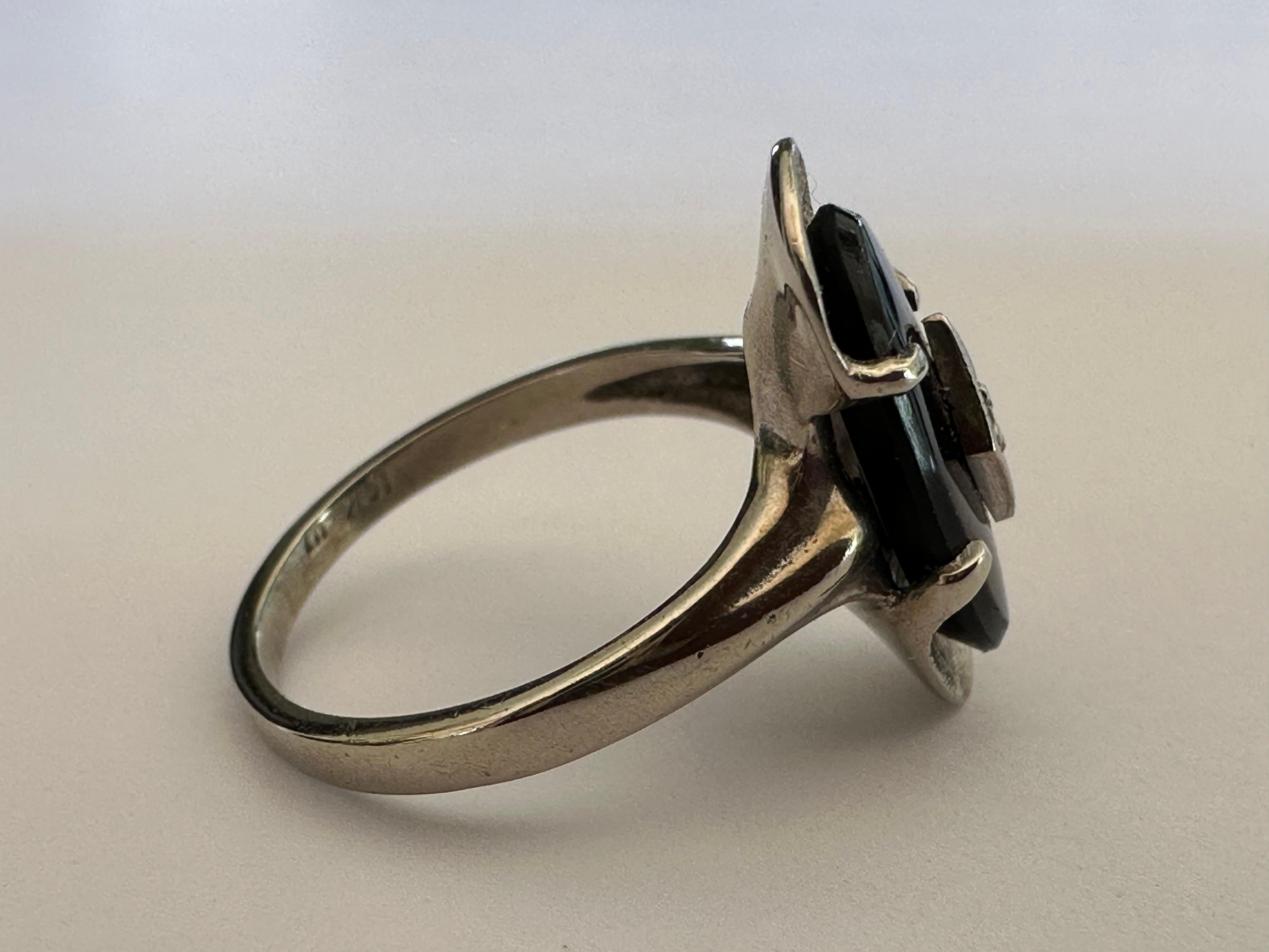 Vintage Ring aus Onyx und Diamant  im Zustand „Gut“ im Angebot in Denver, CO