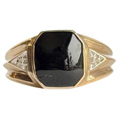 Vintage Onyx and Diamond Signet Ring