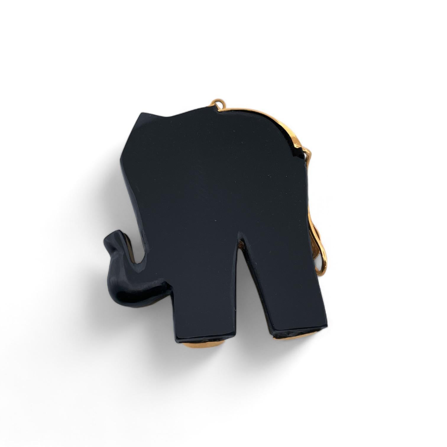 Grezzo Ciondolo Elefante in Onice e Oro Vintage in vendita
