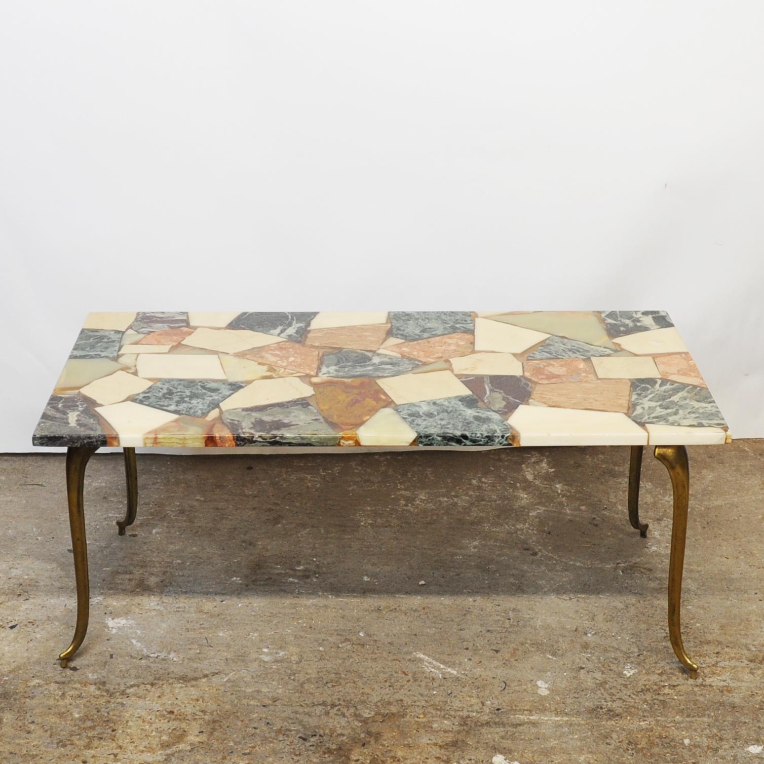 Vintage Onyx and Resin Mosaic Style Coffee Table, 1970s In Good Condition For Sale In Chesham, GB