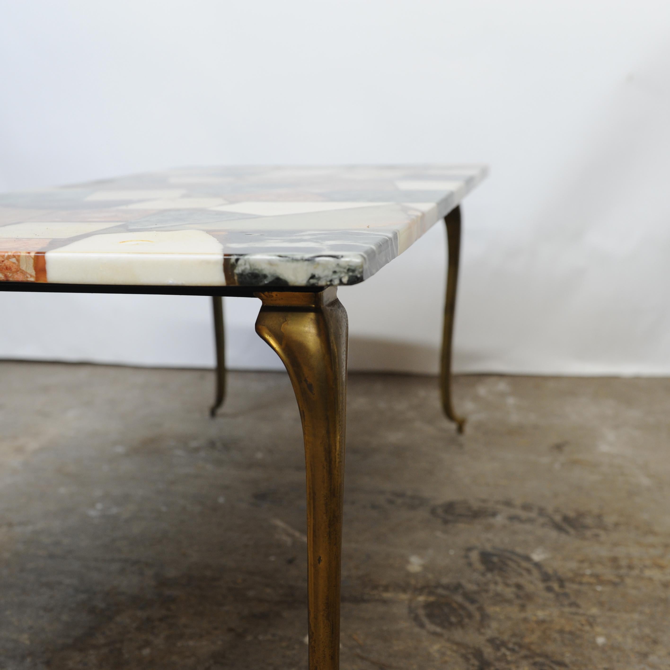 Late 20th Century Vintage Onyx and Resin Mosaic Style Coffee Table, 1970s For Sale
