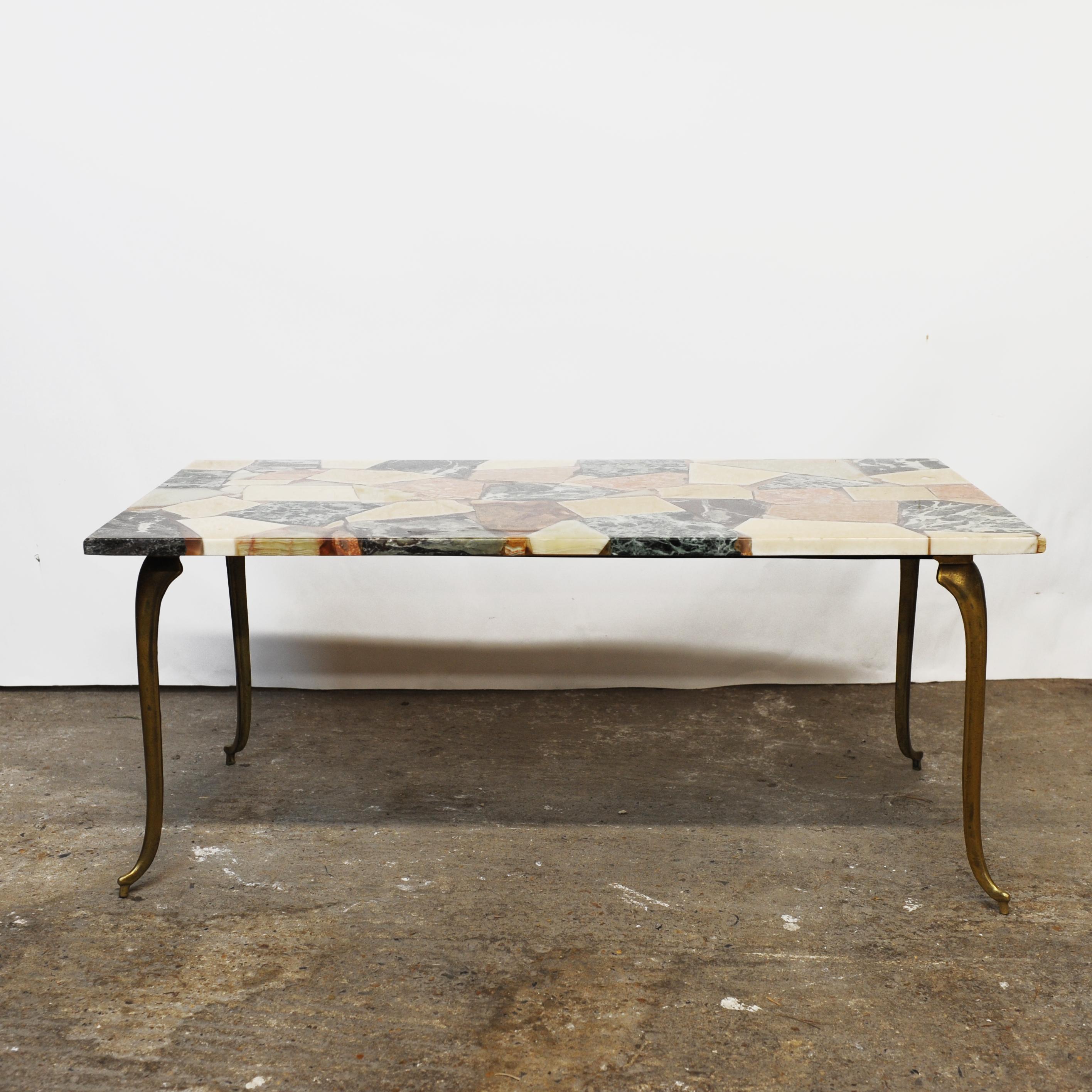Vintage Onyx and Resin Mosaic Style Coffee Table, 1970s For Sale 3
