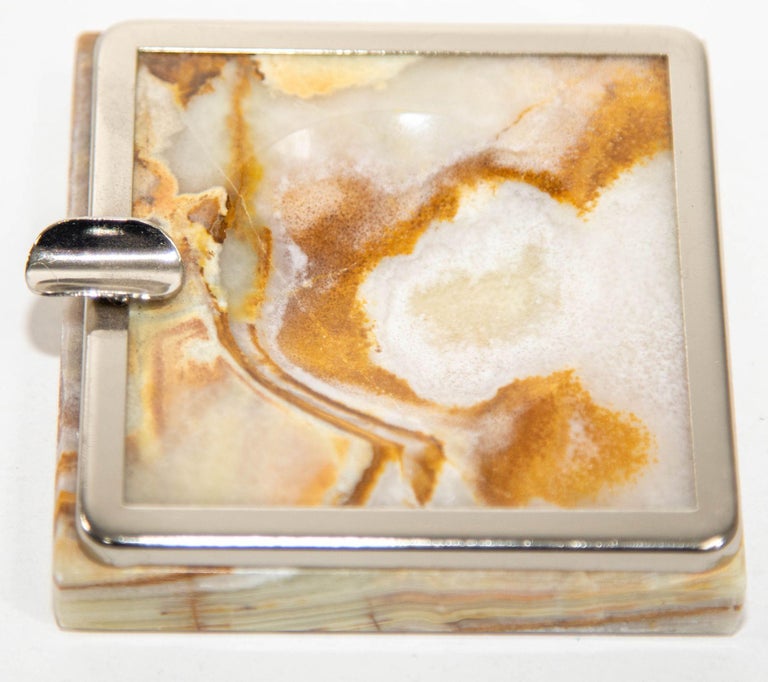 Vintage Onyx Art Deco Ashtrays Set of Three 1960 Made in Italy For Sale