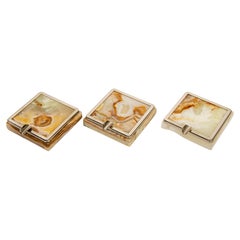 Set di tre posacenere vintage in onice Art Deco 1960 Made in Italy