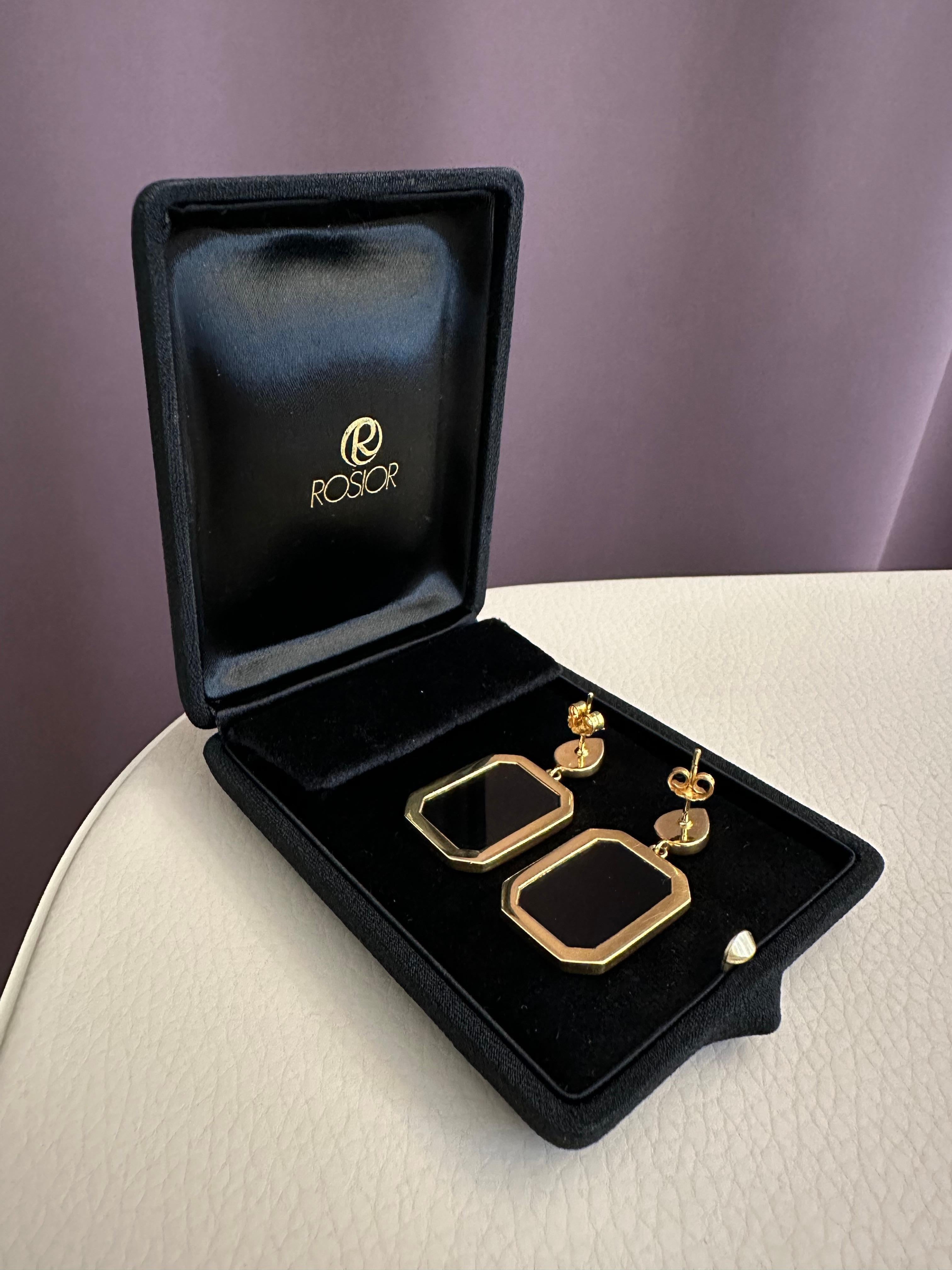 Boucles d'oreilles pendantes en Onyx sur or jaune Neuf - En vente à Porto, PT