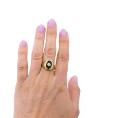 Vintage Onyx Diamond 14k Gold Signet Ring