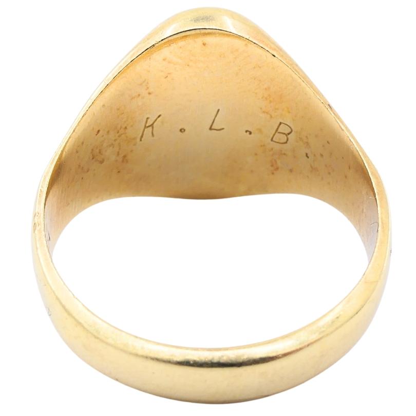 Vintage Onyx Diamond 14k Gold Signet Ring For Sale 3