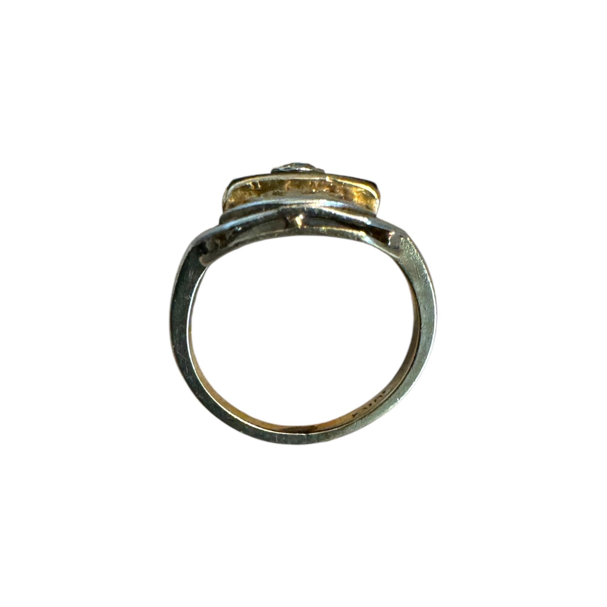 Vintage Onyx & Diamond Two Toned Gold Cocktail Ring For Sale 3