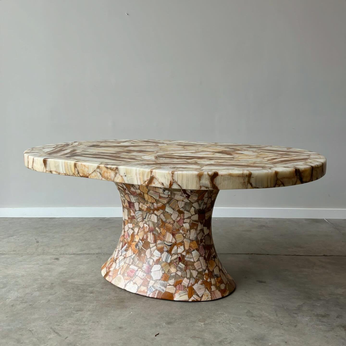 Vintage Onyx Dining Table, Muller's of Mexico, Mid Century Modern In Good Condition In Raleigh, NC