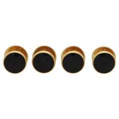 Vintage Onyx Dress Studs in 18k Yellow Gold