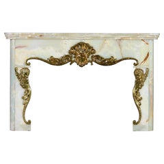 Vintage Onyx Fireplace Surround From Belgium