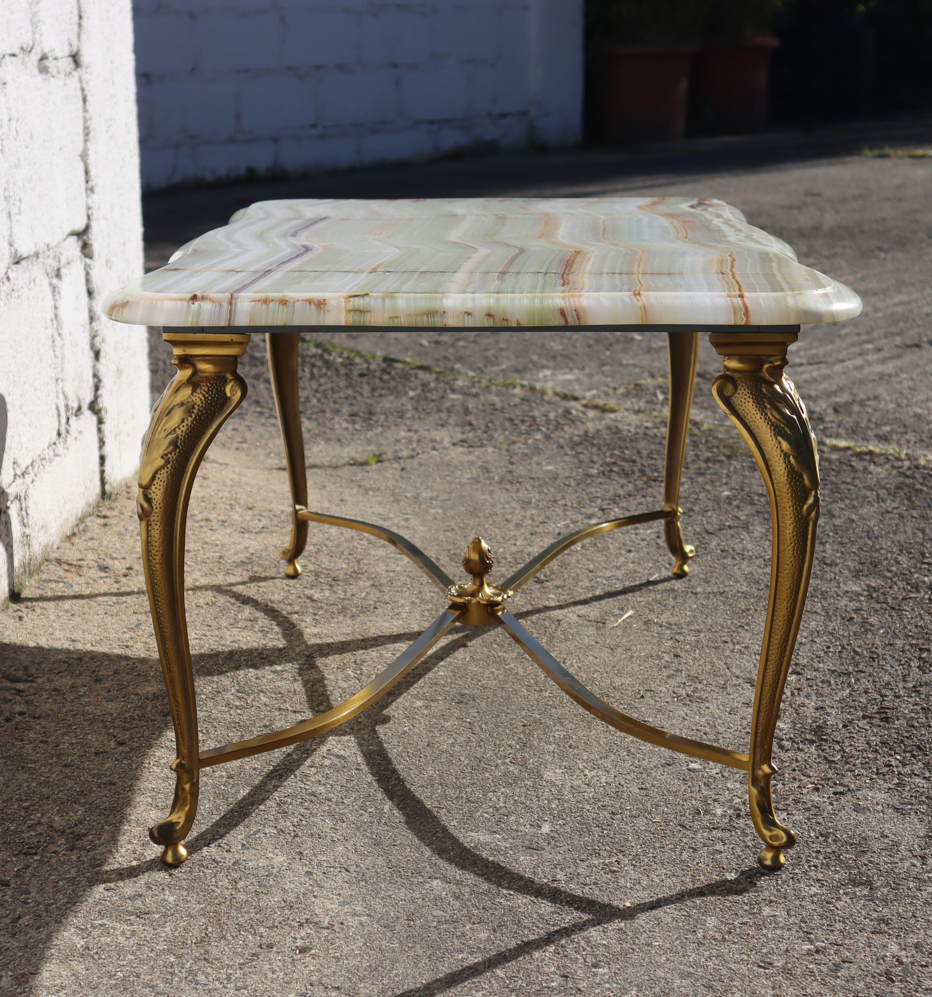 Vintage Onyx Marble and Brass Cocktail Table-Lounge Table Regency Style-70s en vente 2
