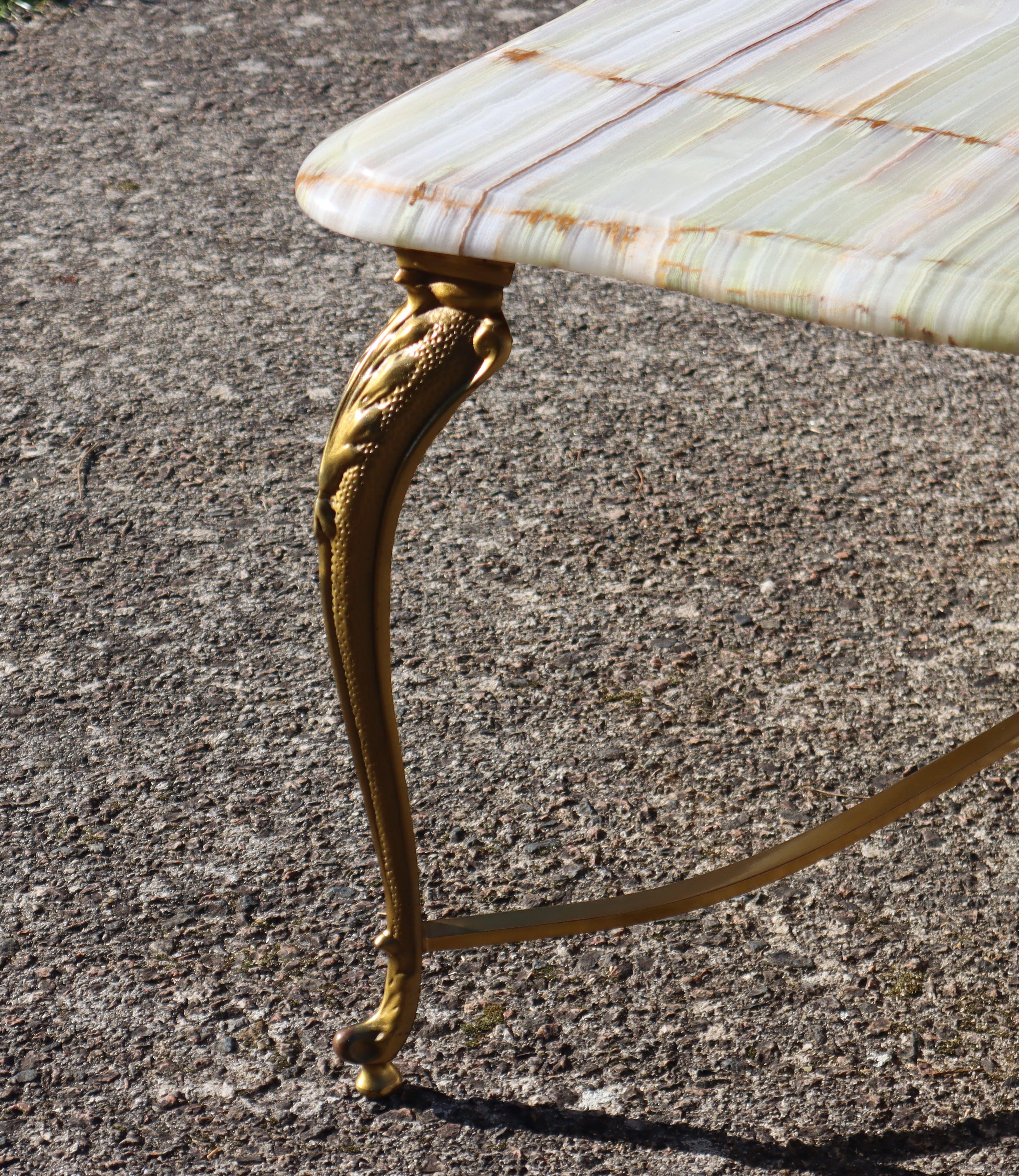 Vintage Onyx Marble and Brass Cocktail Table-Lounge Table Regency Style-70s en vente 8