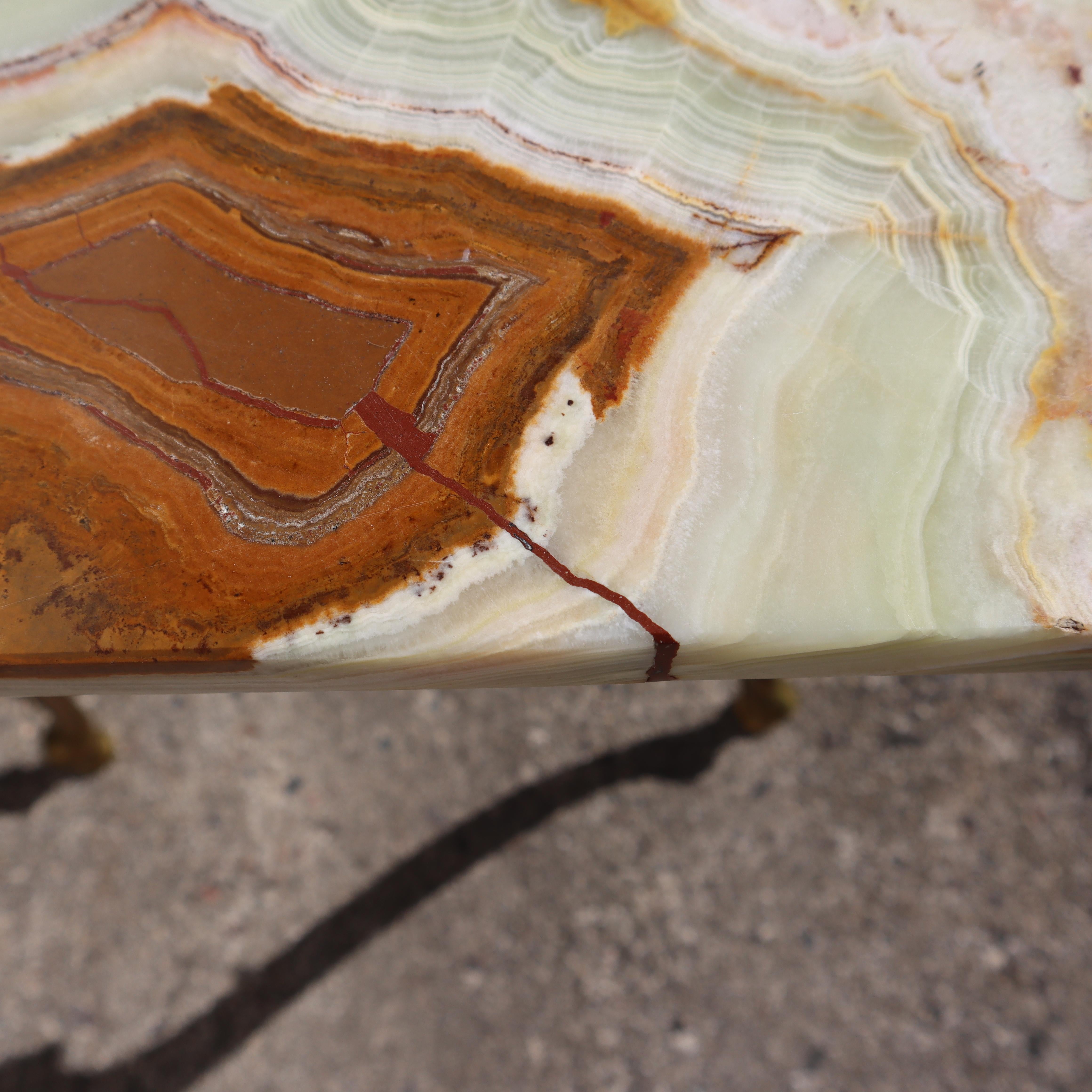 Vintage Onyx Marble and Brass Cocktail Table-Lounge Table-Style Louis XV-60s im Angebot 6