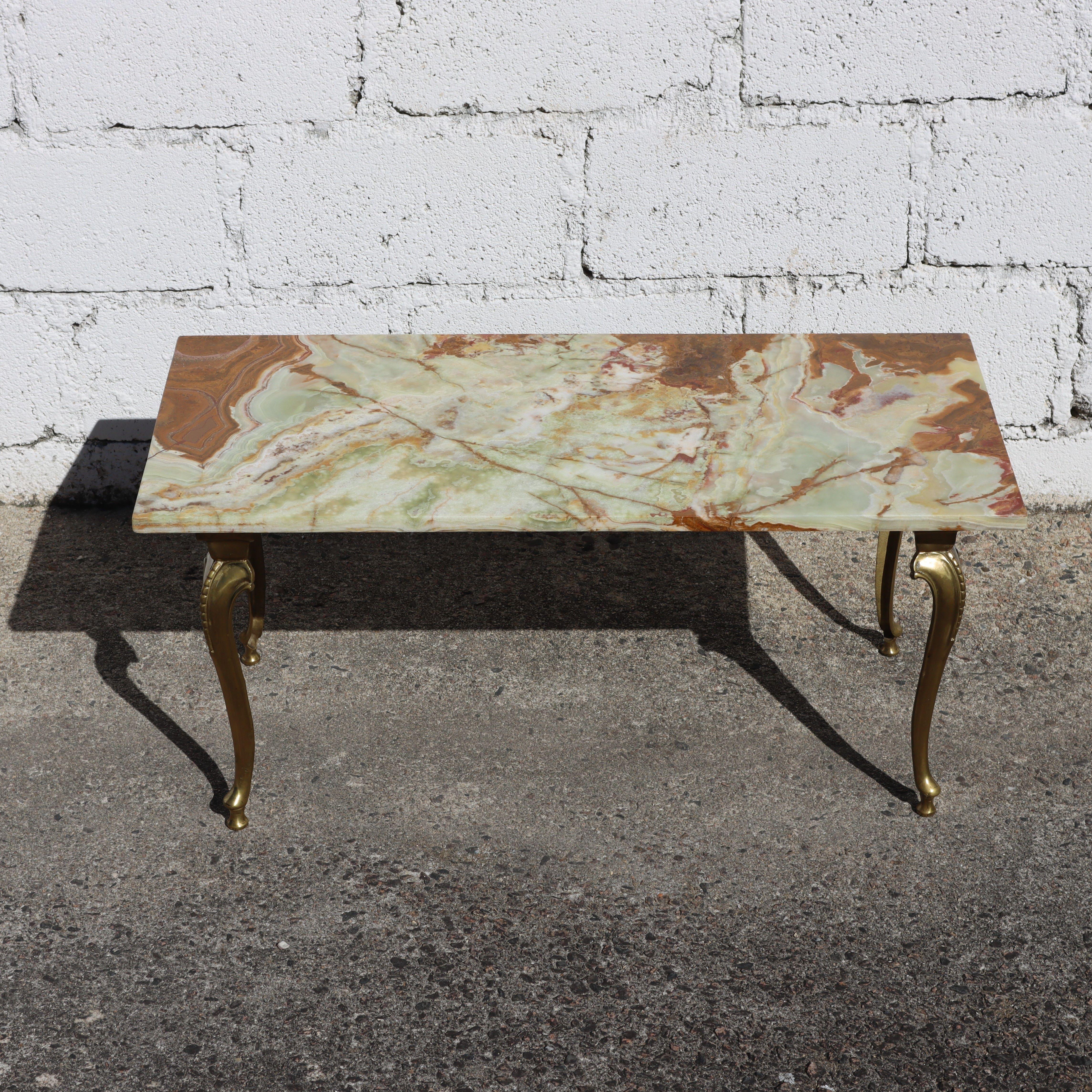 Vintage Onyx Marble and Brass Cocktail Table-Lounge Table-Style Louis XV-60s (Barock) im Angebot