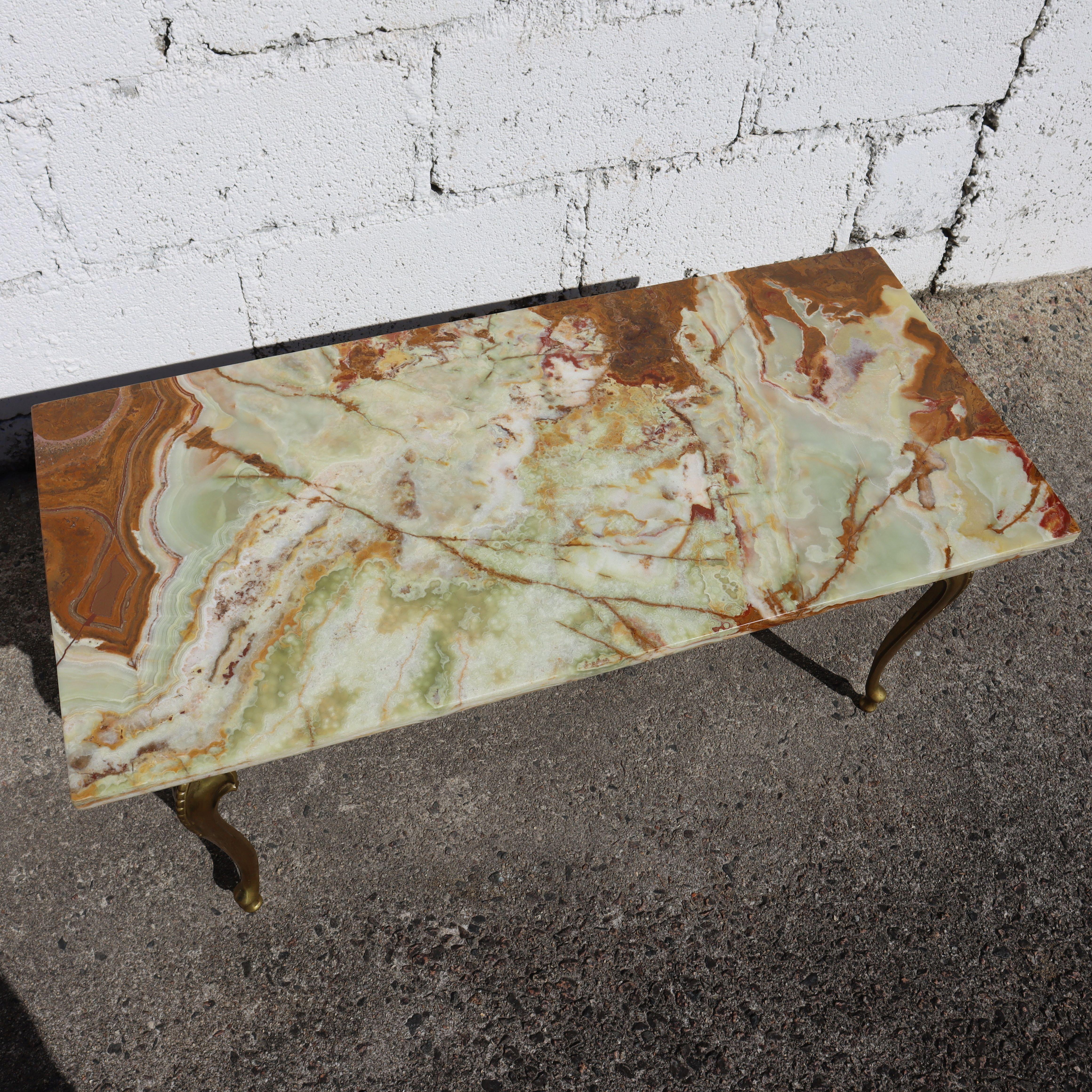Vintage Onyx Marble and Brass Cocktail Table-Lounge Table-Style Louis XV-60s im Angebot 1