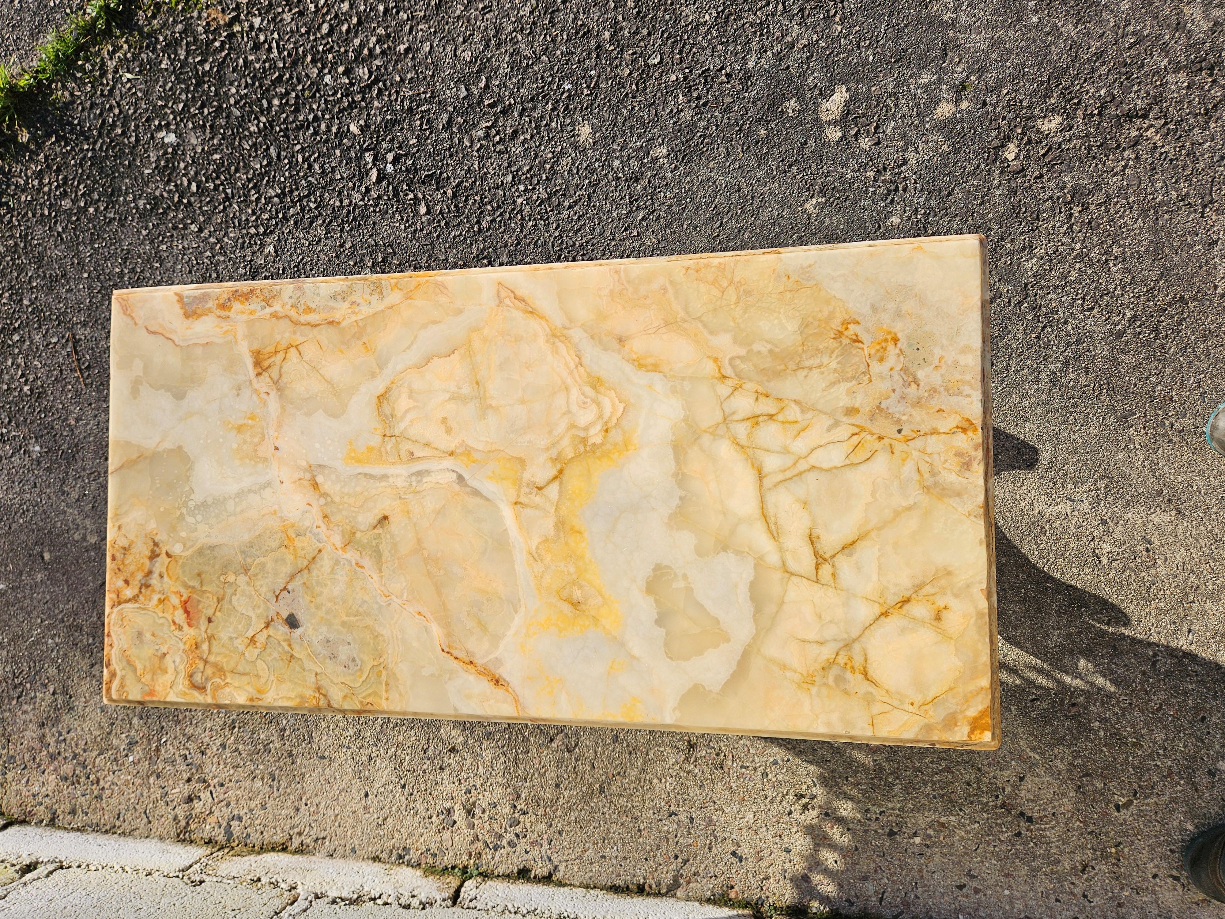 Vintage Onyx Marble and Brass Coffee Table-Cocktail Table-Rococo Style 60s 3