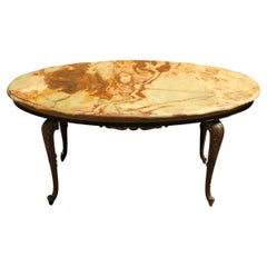 Vintage Onyx Marmor und Messing Couchtisch- Lounge Tisch-Stil Louis XV- 70er Jahre