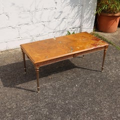 Couchtisch-Cocktailtisch aus Onyx, Marmor und Messing im Vintage-Regency-Stil-70er Jahre