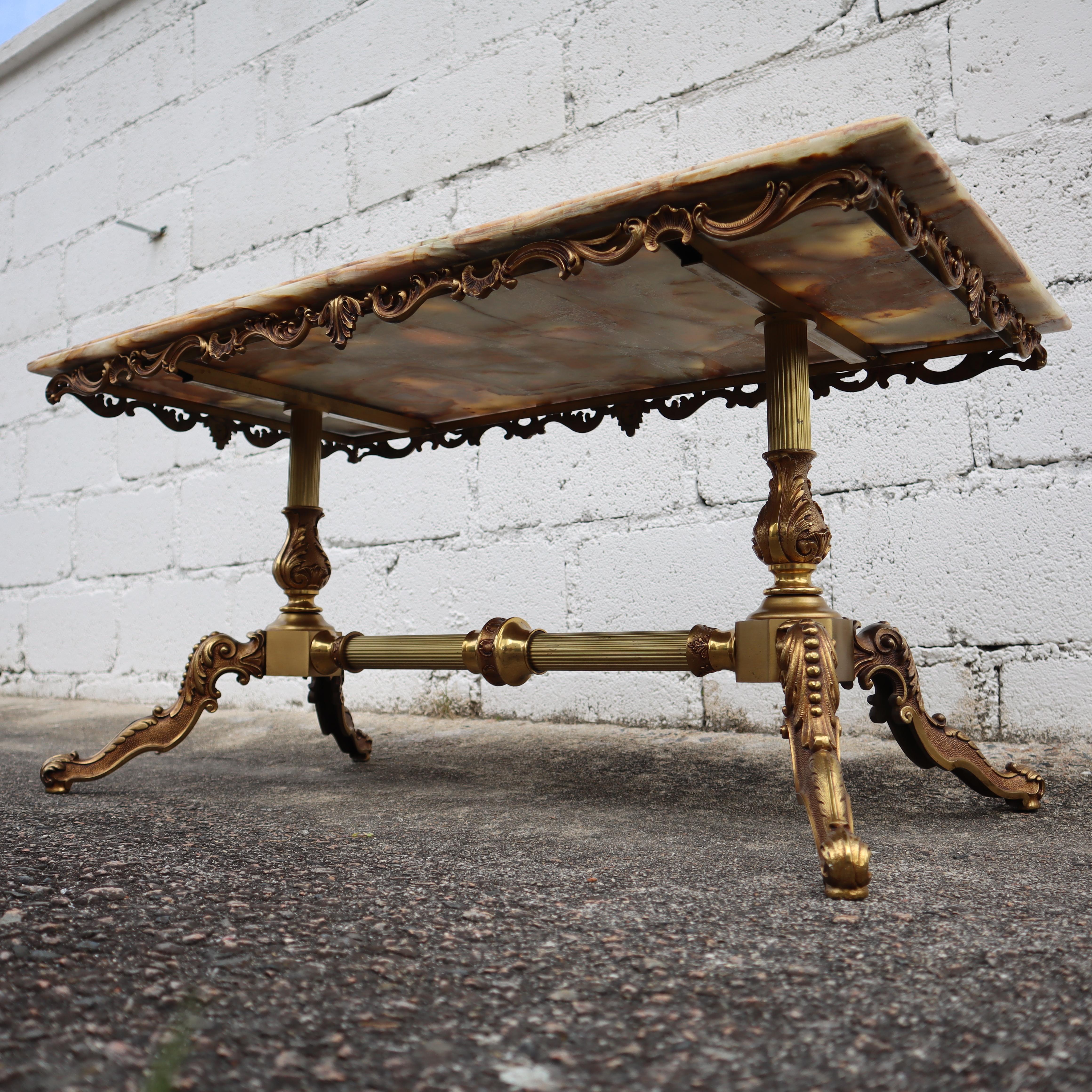 Vintage Onyx Marble &Bronze Coffee Table-Cocktail Table-Lounge Table-70s For Sale 10