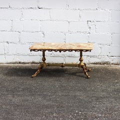 Vintage Onyx Marble &Bronze Coffee Table-Cocktail Table-Lounge Table-70s