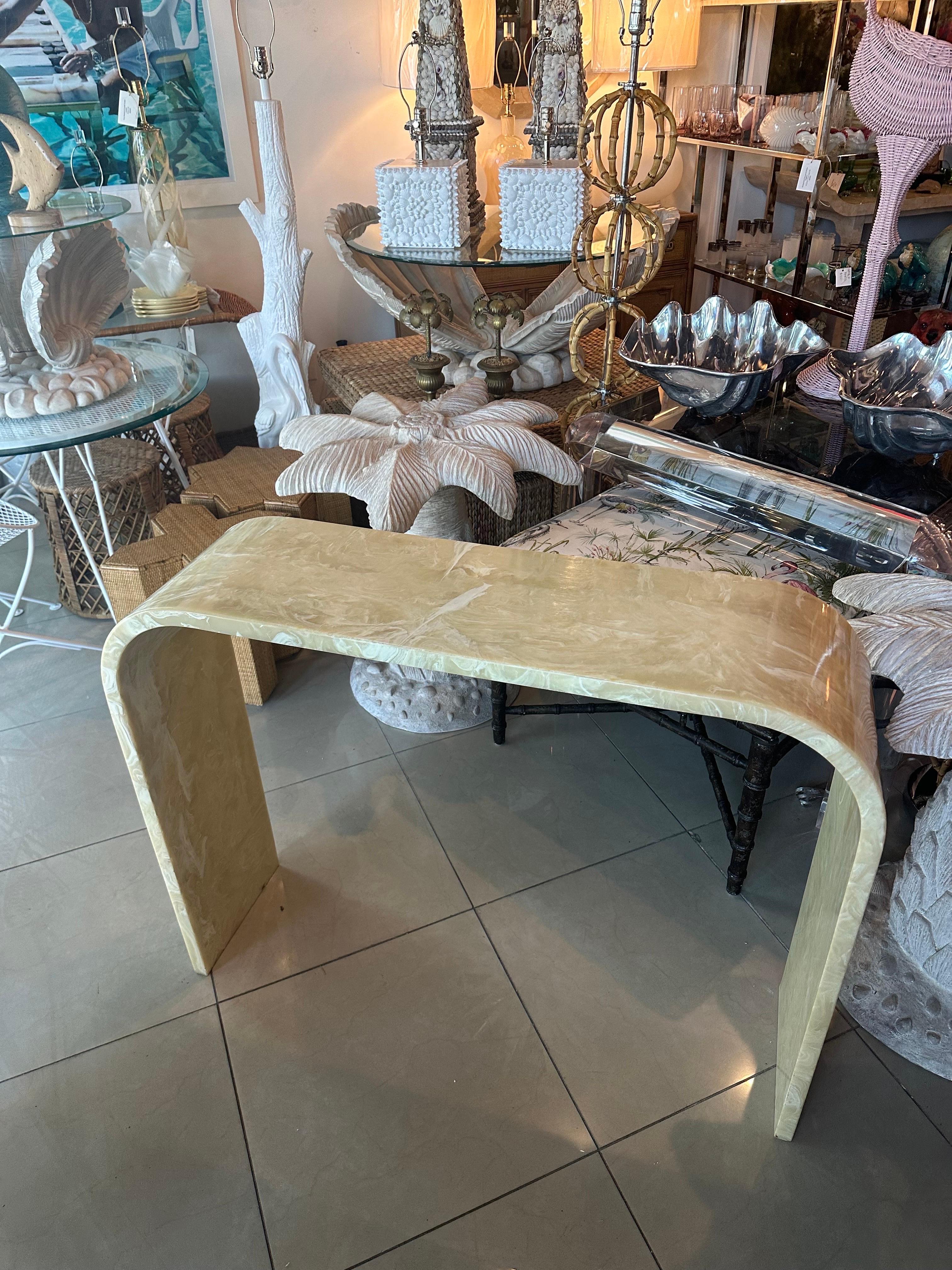 marble waterfall console table