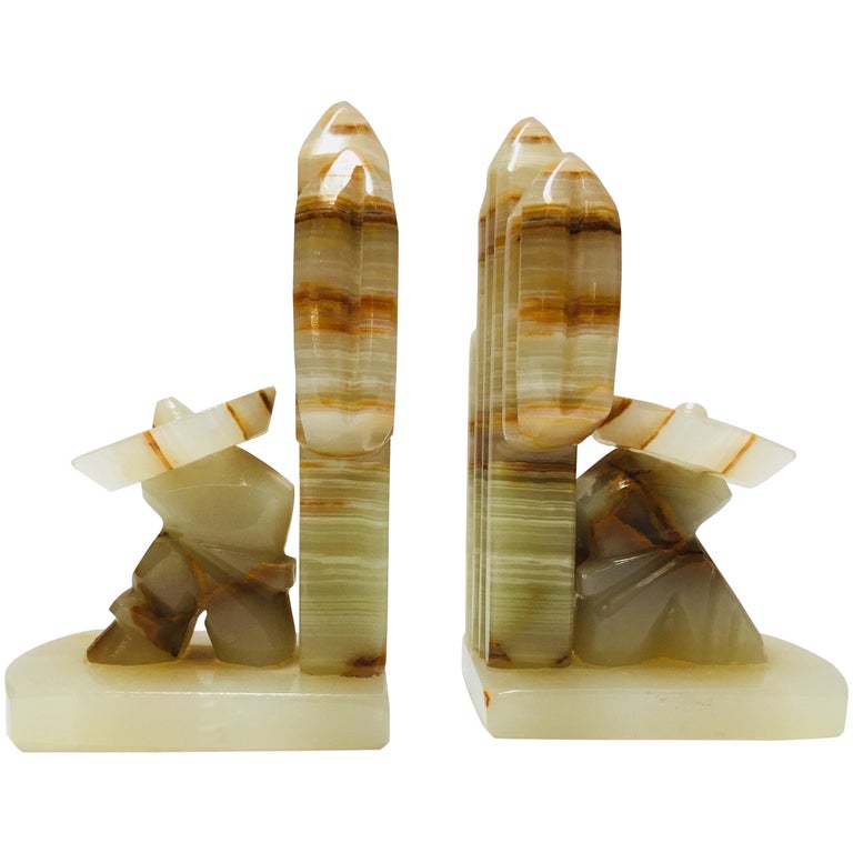 Vintage Onyx Mexican with Sombreros Bookends at 1stDibs mexican onyx