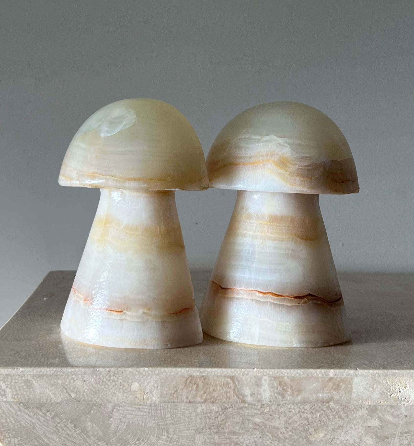 Vintage Onyx Mushroom Bookends, 1970's 10