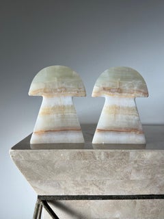 Vintage Onyx Mushroom Bookends, 1970's