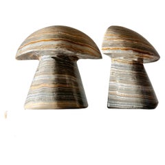 Vintage onyx mushroom bookends, mid 20th century 