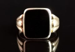 Vintage Onyx Signet Ring, 9ct Yellow Gold, 1950s