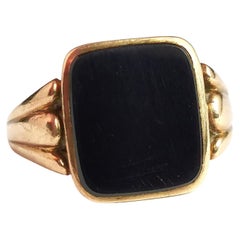 Vintage Onyx Signet Ring, 9ct Yellow Gold, 1950s