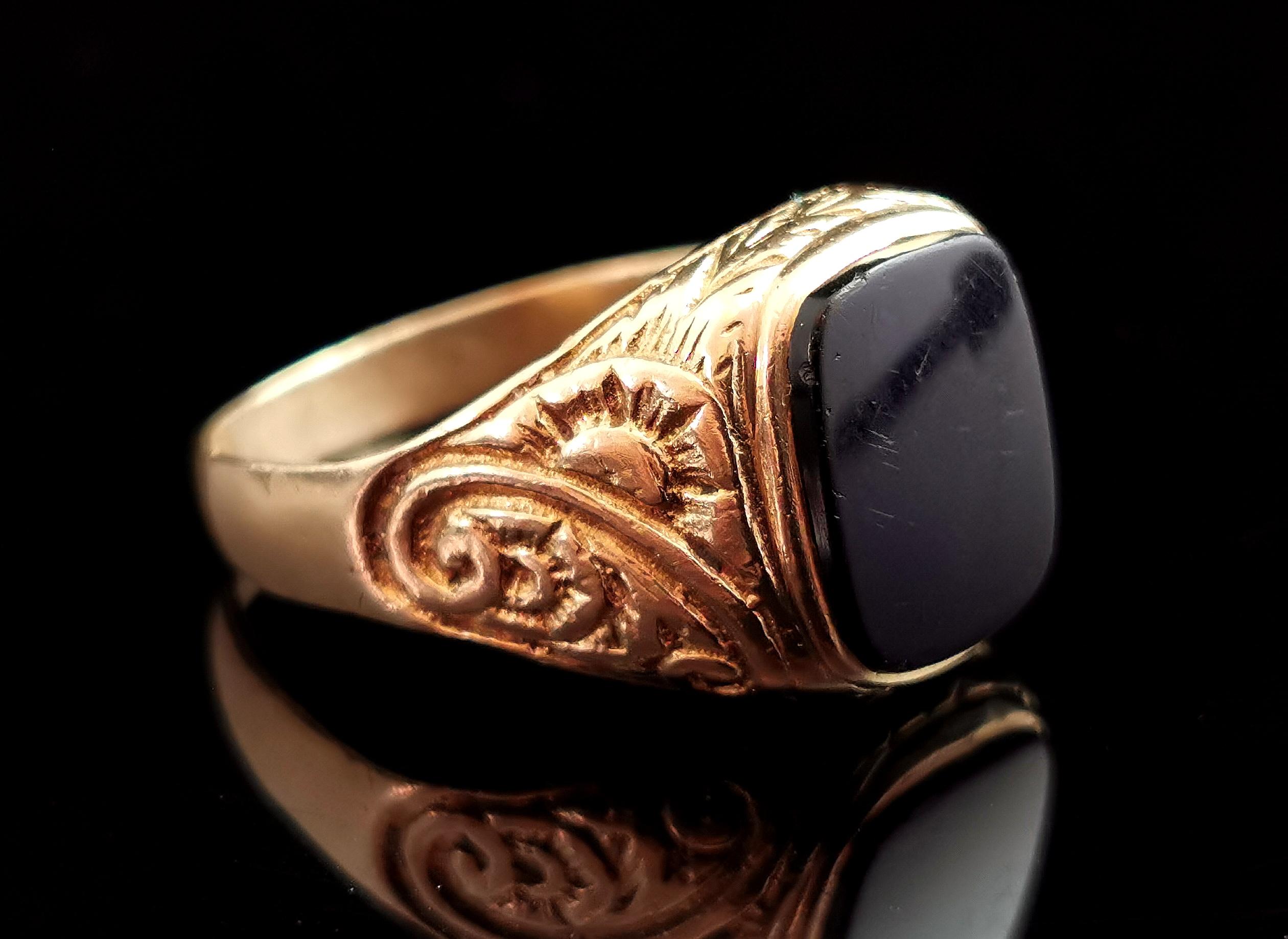 gold onyx signet ring