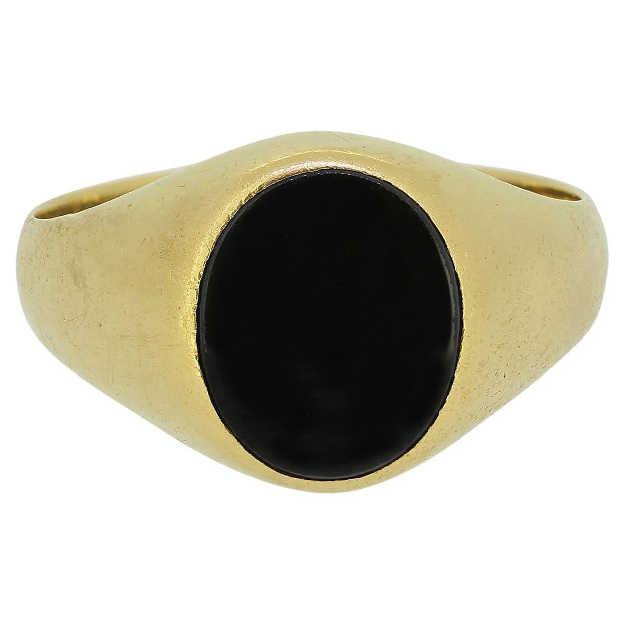 Vintage Onyx Signet Ring For Sale