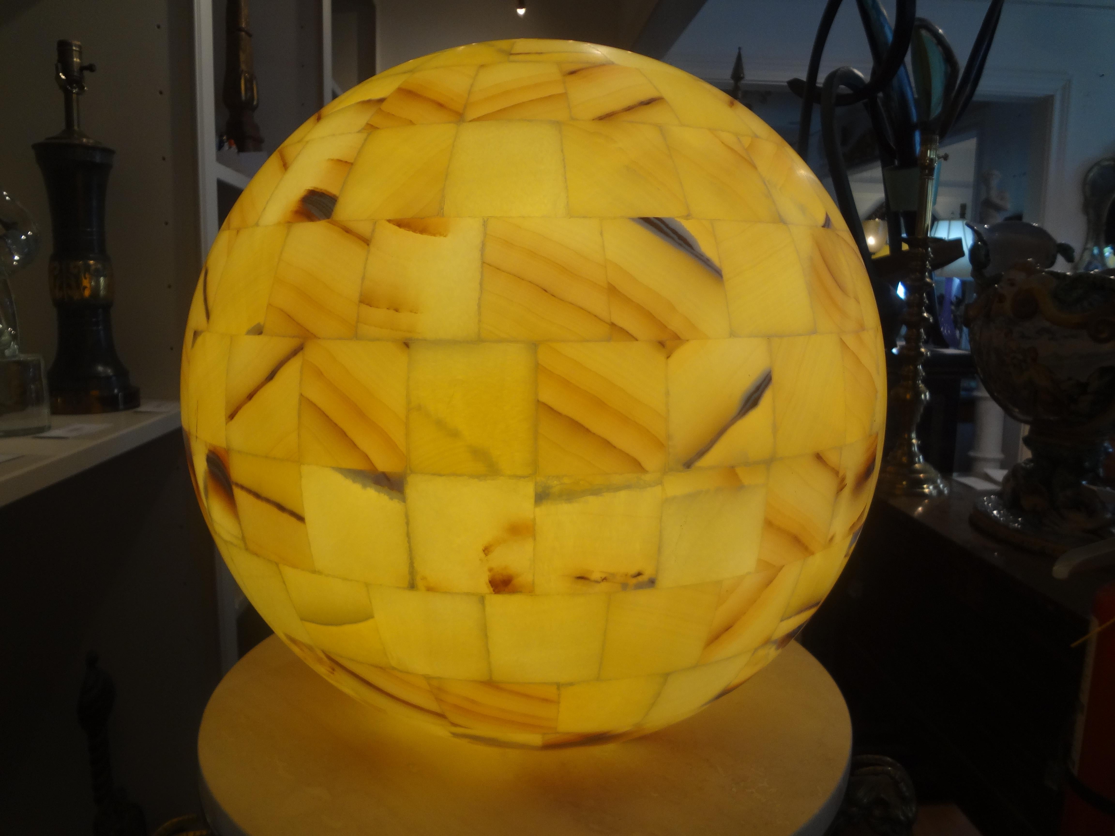 Large Vintage Onyx Sphere Lamp In Good Condition For Sale In Houston, TX
