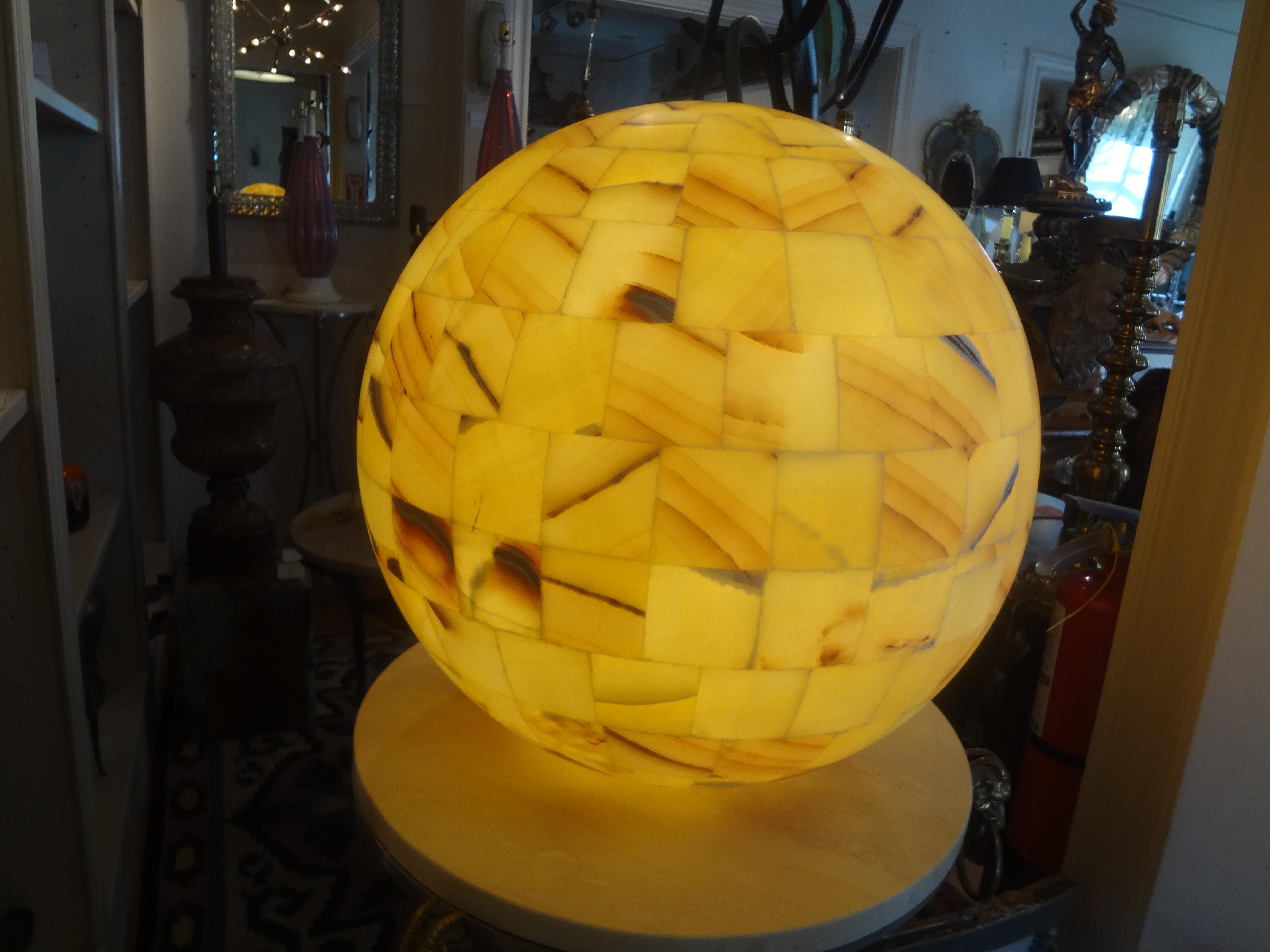 Large Vintage Onyx Sphere Lamp For Sale 2