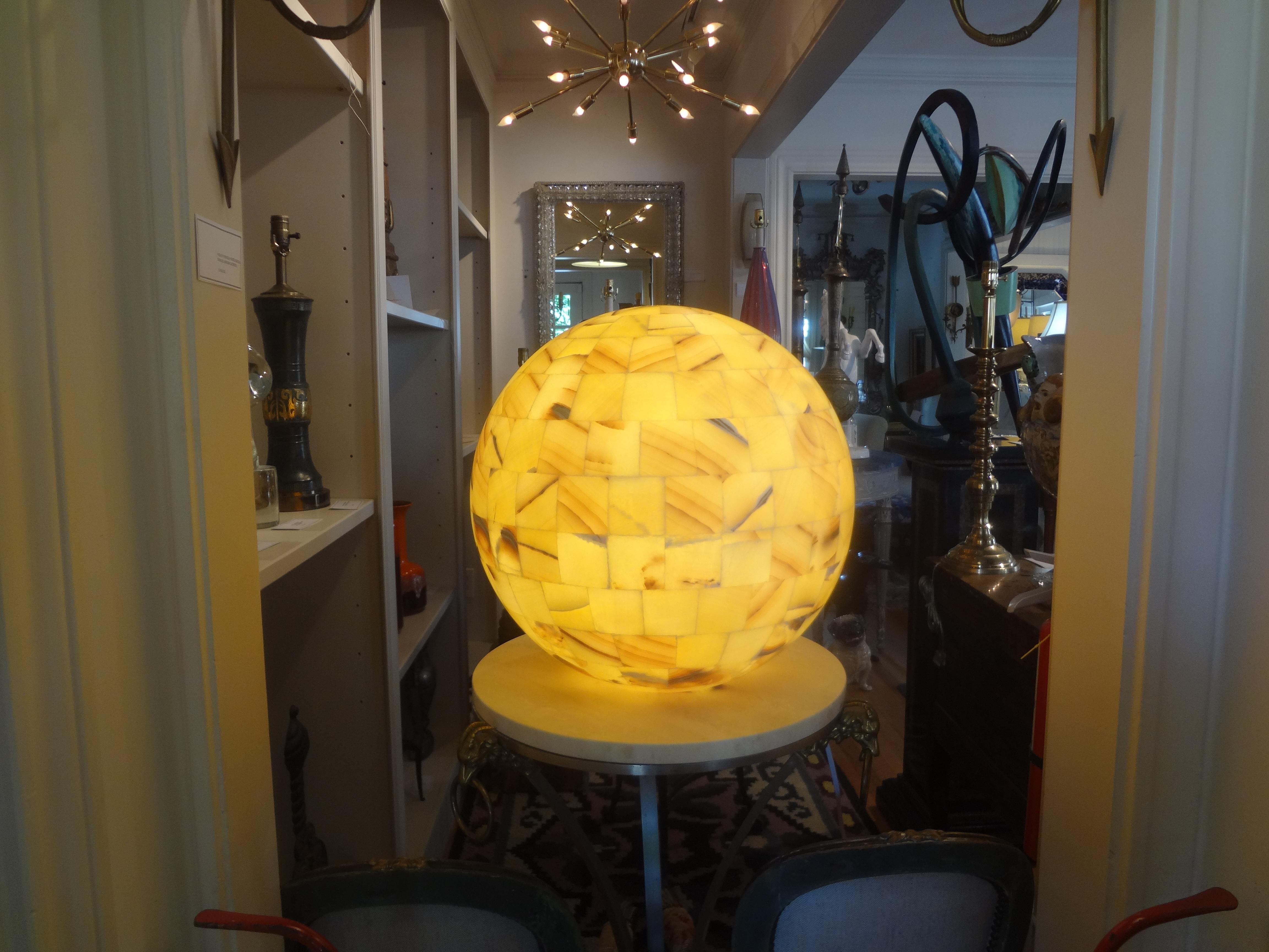 Large Vintage Onyx Sphere Lamp For Sale 3