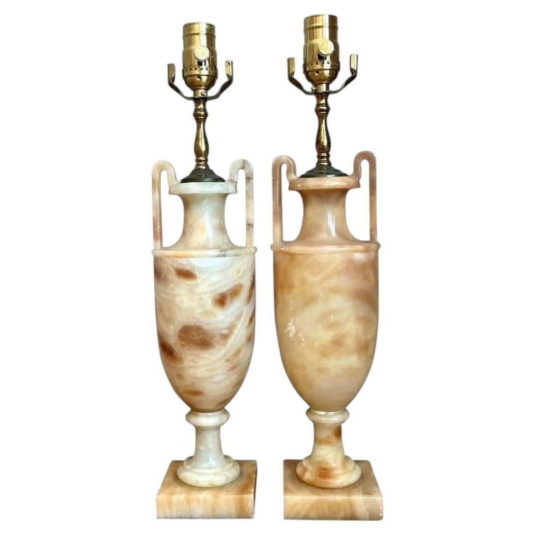 Vintage Onyx Urn Lamps - A Pair