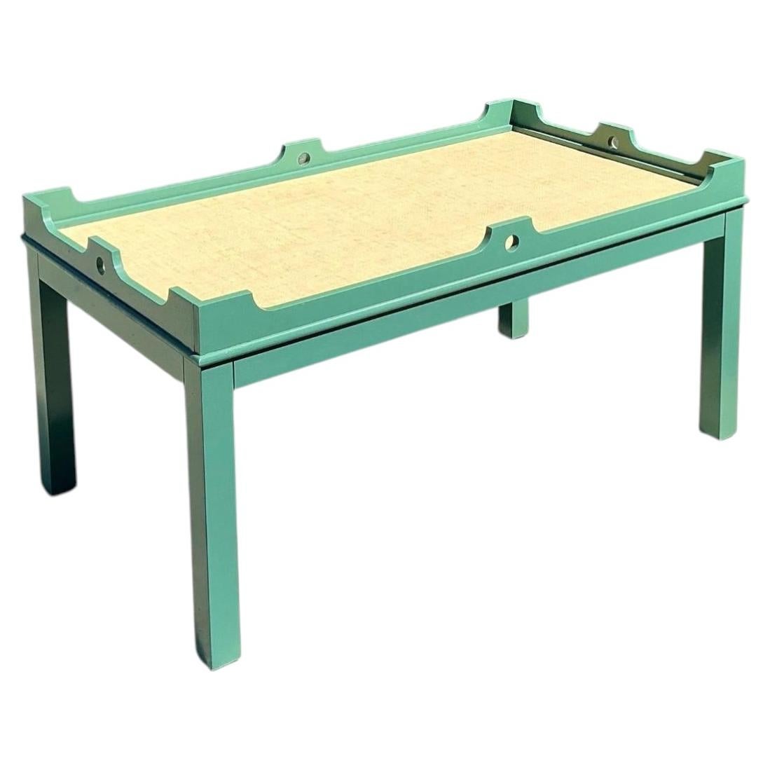 Vintage Oomph Lacquered Coffee Table With Seagrass Top