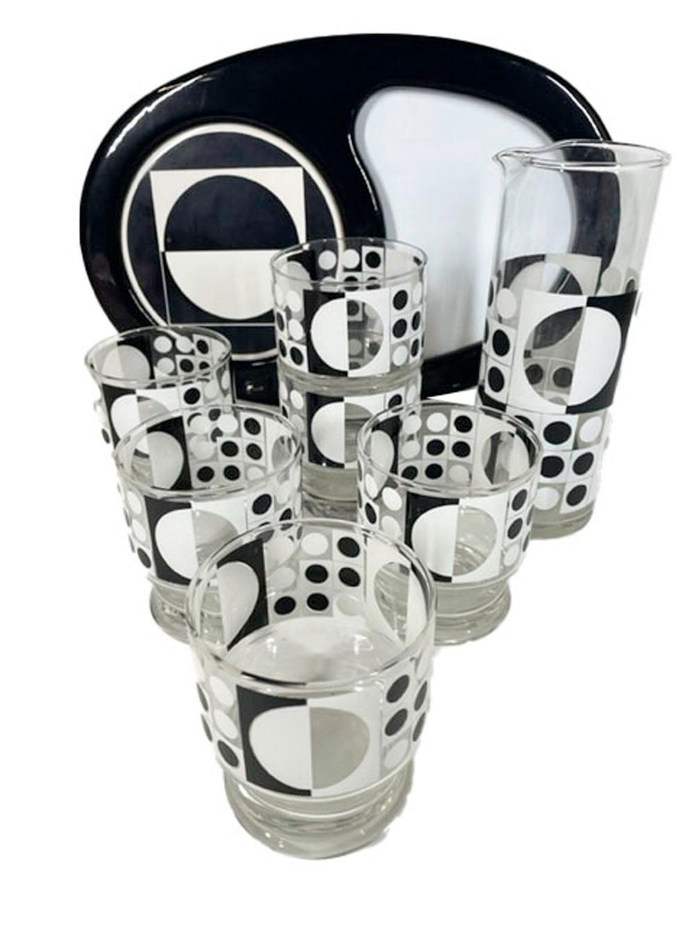 Glass Vintage Op-Art Cocktail Set from the Bartrix Line by Cera in a Panton Pattern For Sale