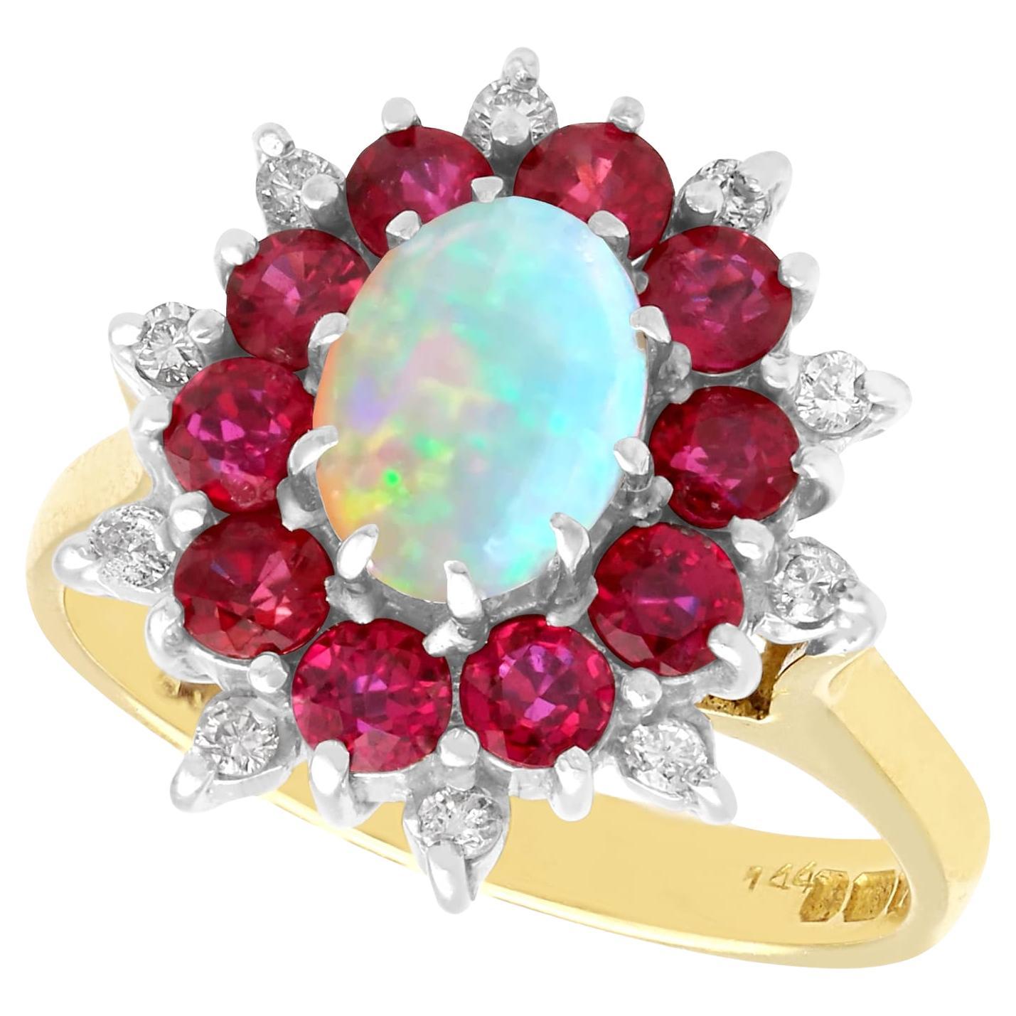 Vintage Opal 1.10 Carat Ruby and Diamond Yellow Gold Cocktail Ring